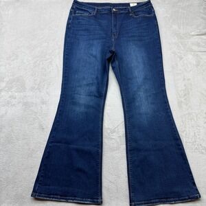 Bridge by Gly Jeans Women's 34 Flare Blue Curvy Hi Rise Distressed Stretch Denim